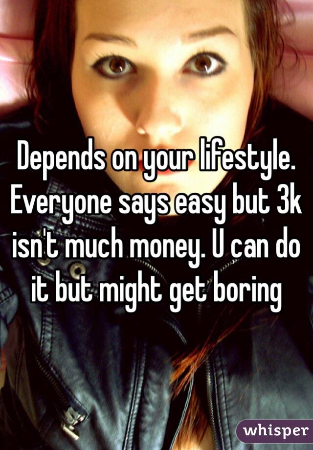 Depends on your lifestyle. Everyone says easy but 3k isn't much money. U can do it but might get boring 