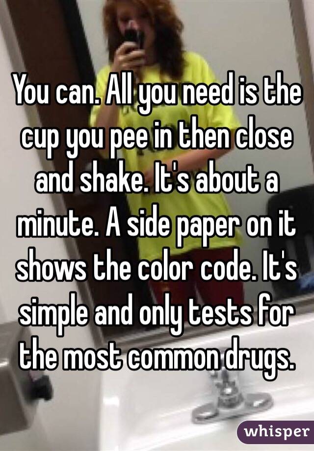 You can. All you need is the cup you pee in then close and shake. It's about a minute. A side paper on it shows the color code. It's simple and only tests for the most common drugs. 