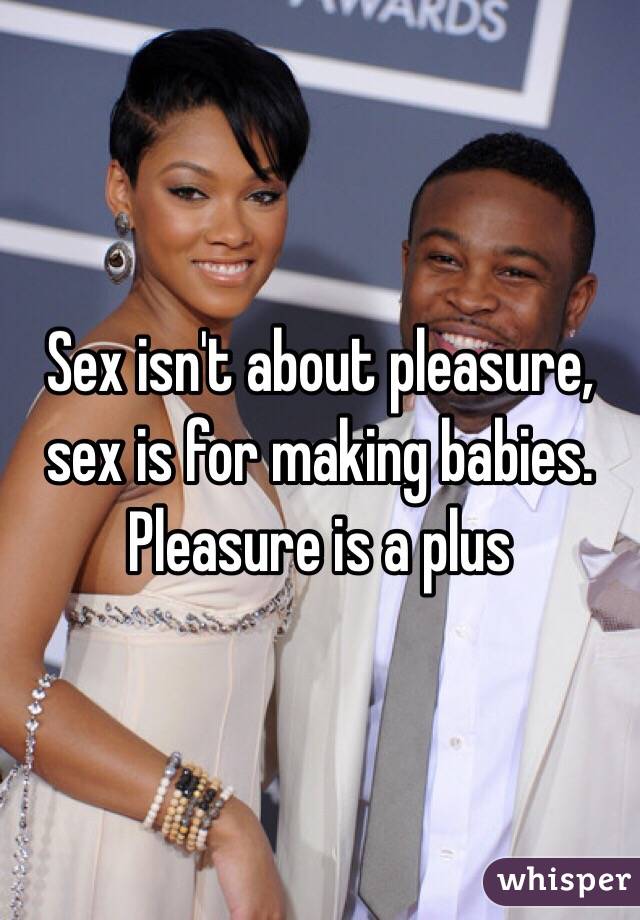 Sex isn't about pleasure, sex is for making babies. Pleasure is a plus