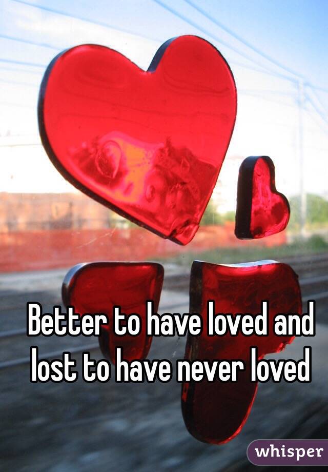 Better to have loved and lost to have never loved 