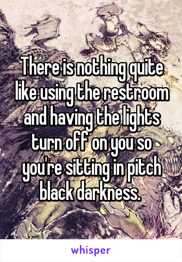 There is nothing quite like using the restroom and having the lights turn off on you so you're sitting in pitch black darkness. 
