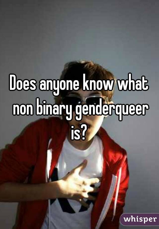 Does anyone know what non binary genderqueer is? 