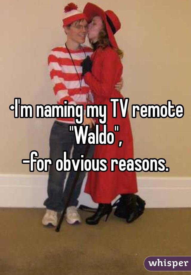 •I'm naming my TV remote 
"Waldo",
-for obvious reasons.
