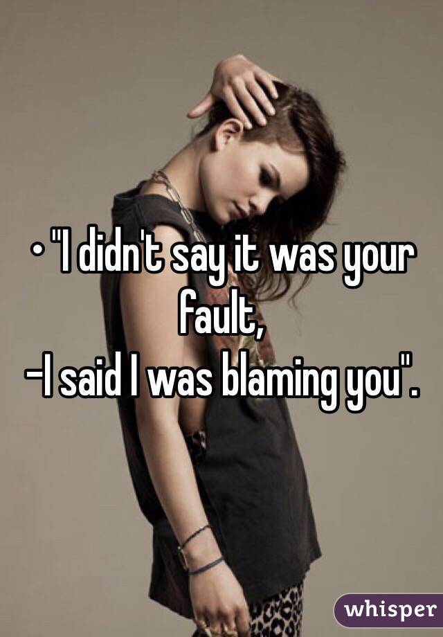 • "I didn't say it was your fault,
-I said I was blaming you".