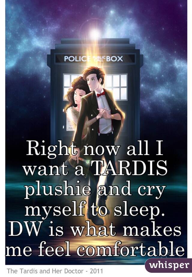 Right now all I want a TARDIS plushie and cry myself to sleep. DW is what makes me feel comfortable