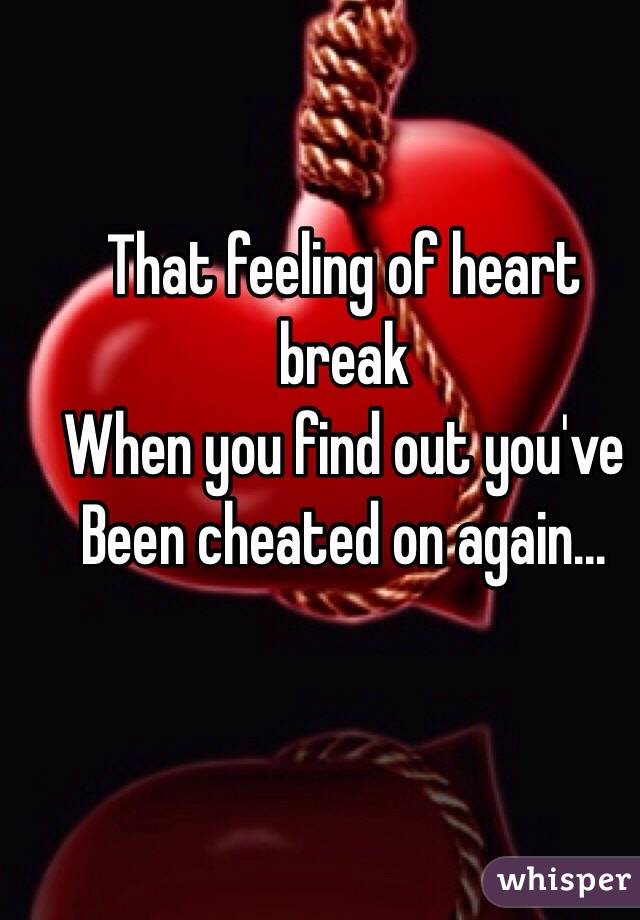 That feeling of heart break
When you find out you've 
Been cheated on again...
