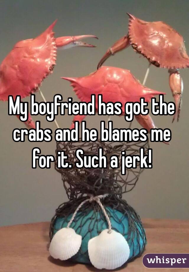 My boyfriend has got the crabs and he blames me for it. Such a jerk! 