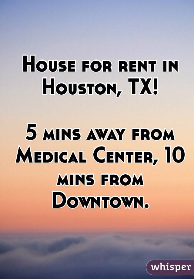House for rent in Houston, TX!

5 mins away from Medical Center, 10 mins from Downtown. 