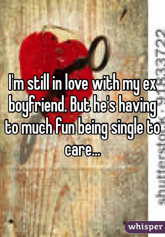 I'm still in love with my ex boyfriend. But he's having to much fun being single to care...