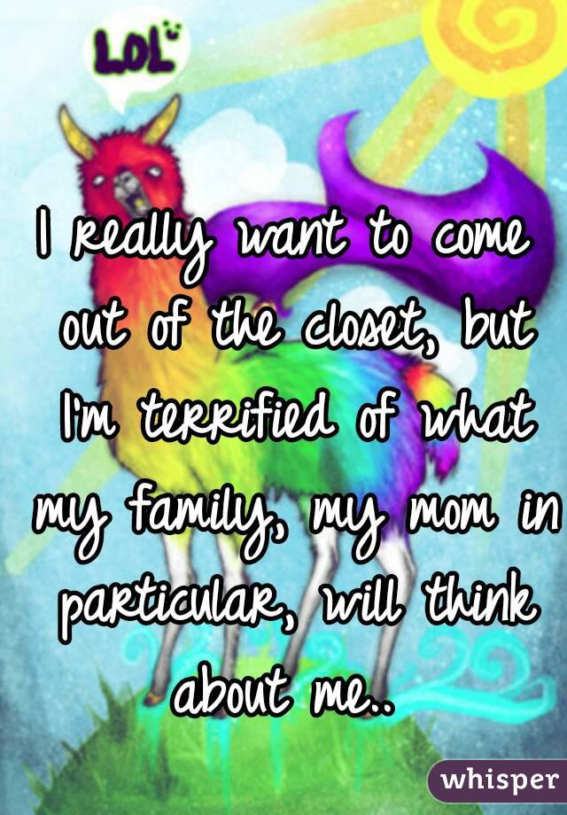 I really want to come out of the closet, but I'm terrified of what my family, my mom in particular, will think about me.. 