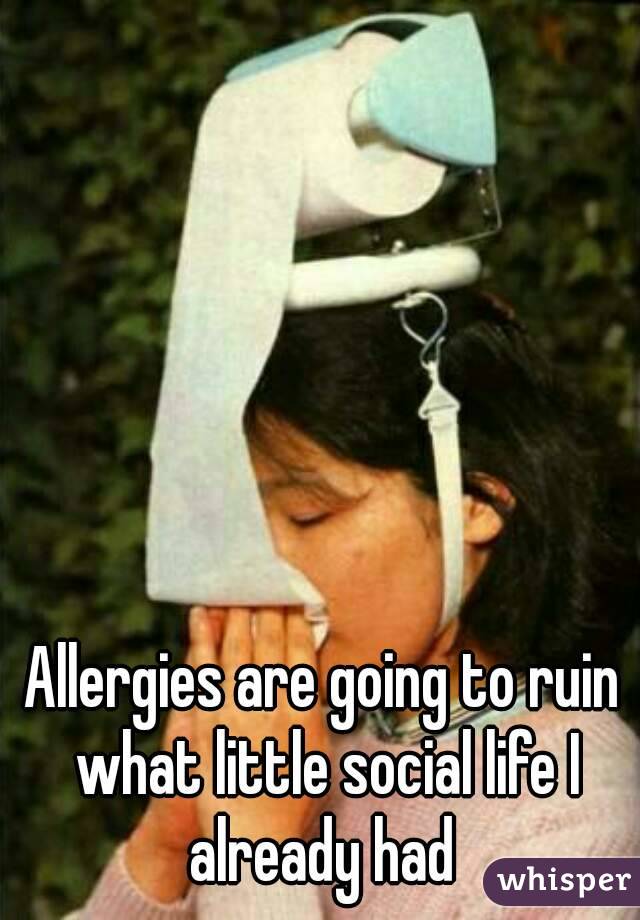 Allergies are going to ruin what little social life I already had 