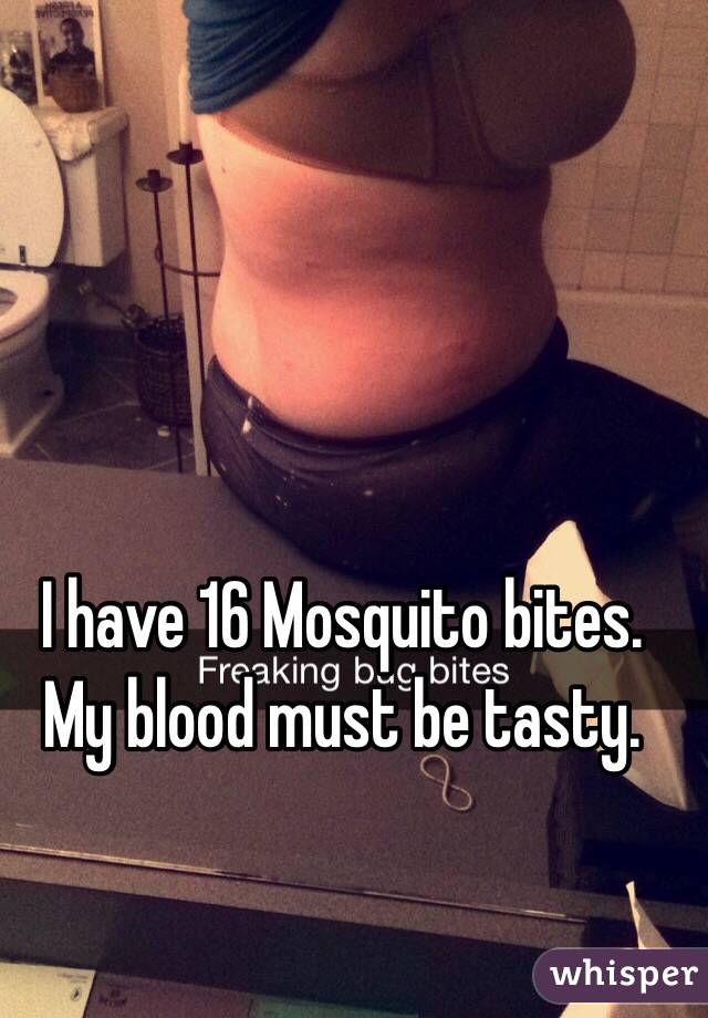 I have 16 Mosquito bites. My blood must be tasty. 