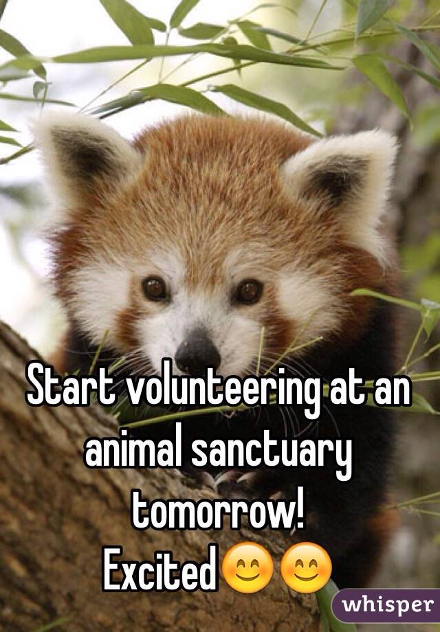 Start volunteering at an animal sanctuary tomorrow! 
Excited😊😊