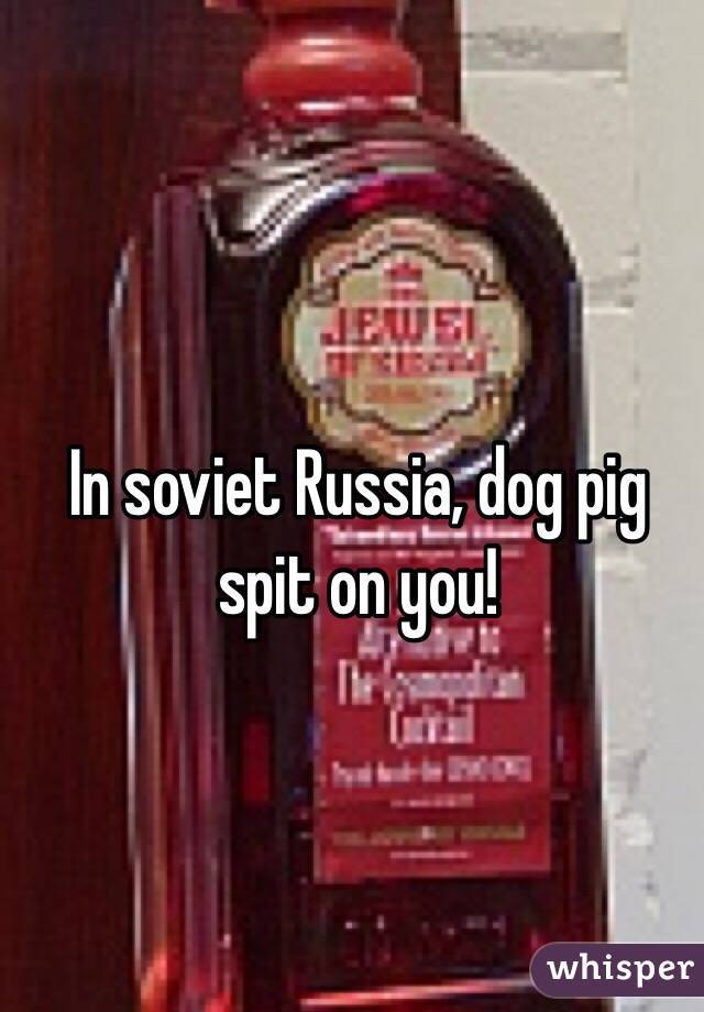 In soviet Russia, dog pig spit on you!