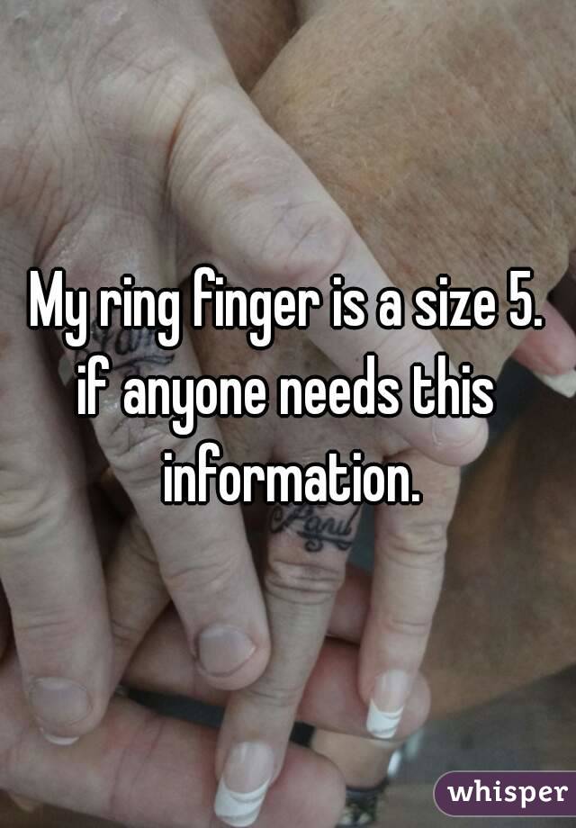 My ring finger is a size 5.
if anyone needs this information.