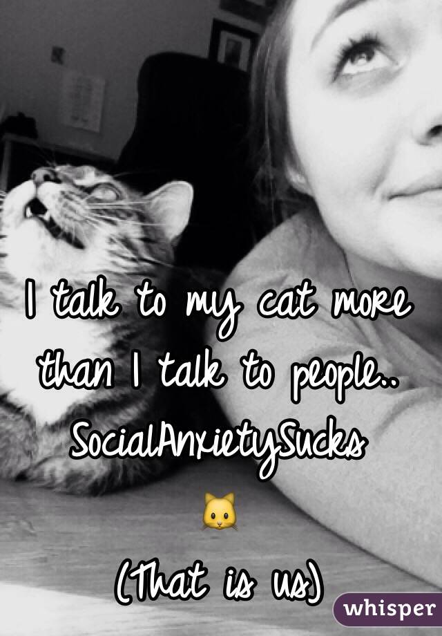 I talk to my cat more than I talk to people.. SocialAnxietySucks
🐱 
(That is us)