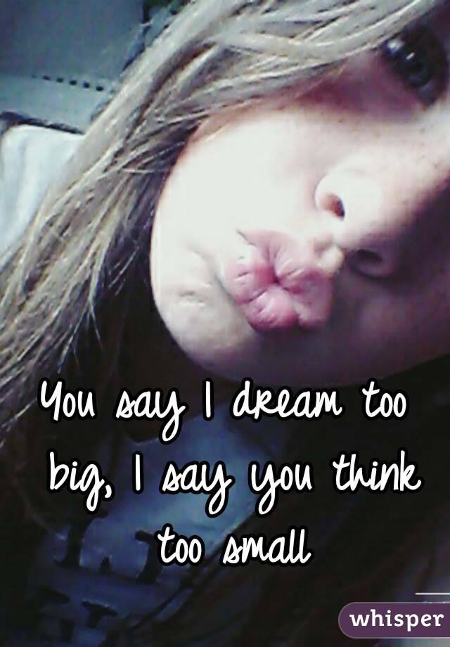 You say I dream too big, I say you think too small