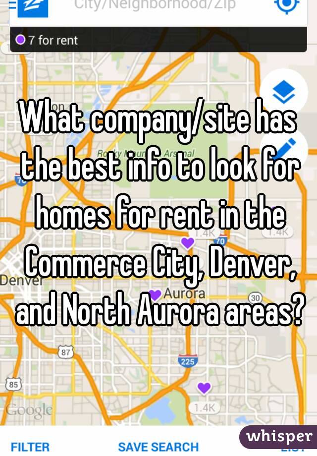 What company/site has the best info to look for homes for rent in the Commerce City, Denver, and North Aurora areas?
