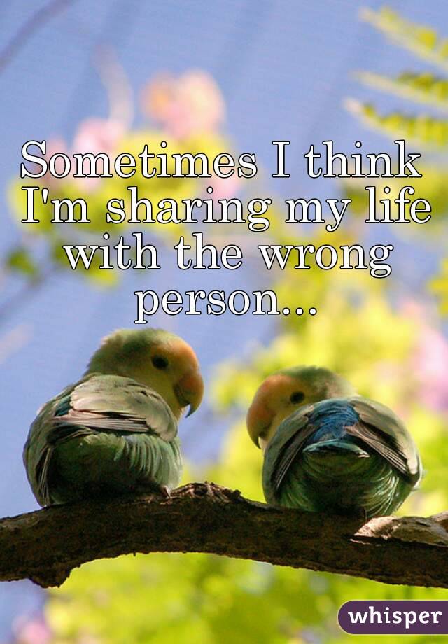 Sometimes I think I'm sharing my life with the wrong person...