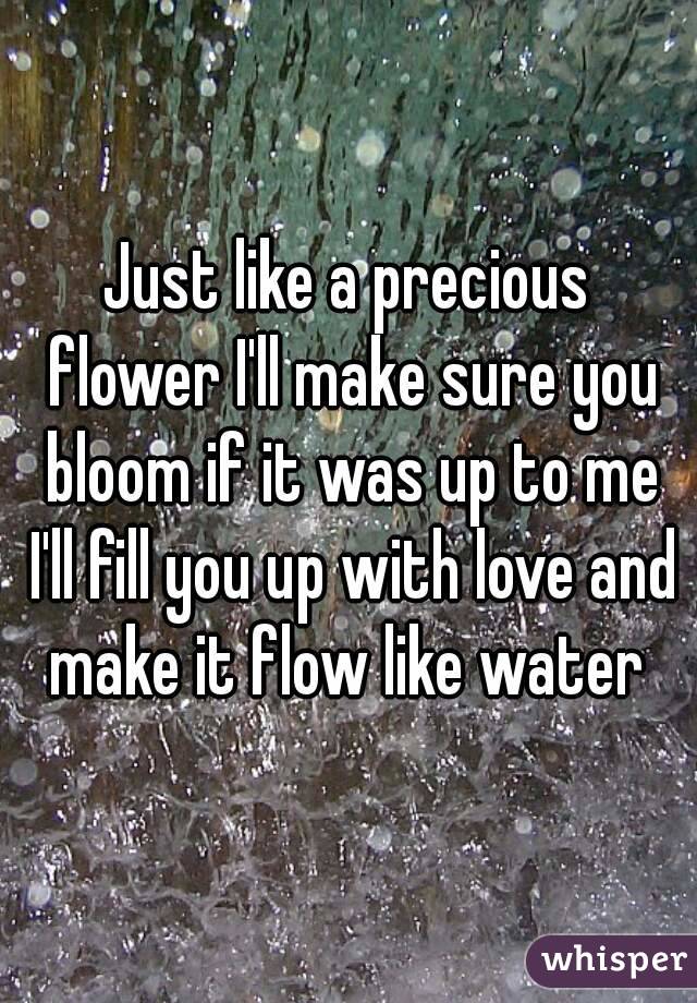 Just like a precious flower I'll make sure you bloom if it was up to me I'll fill you up with love and make it flow like water 