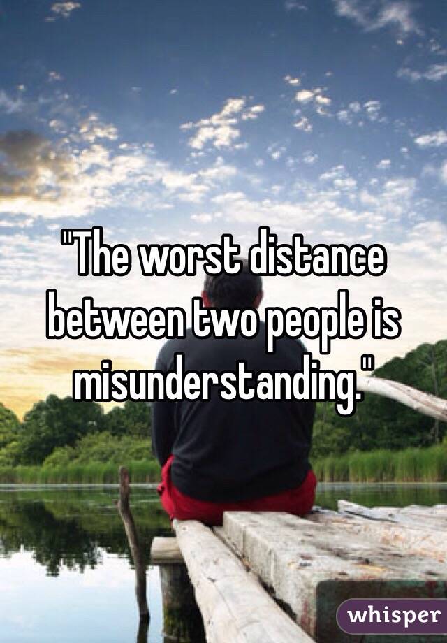 "The worst distance between two people is misunderstanding."