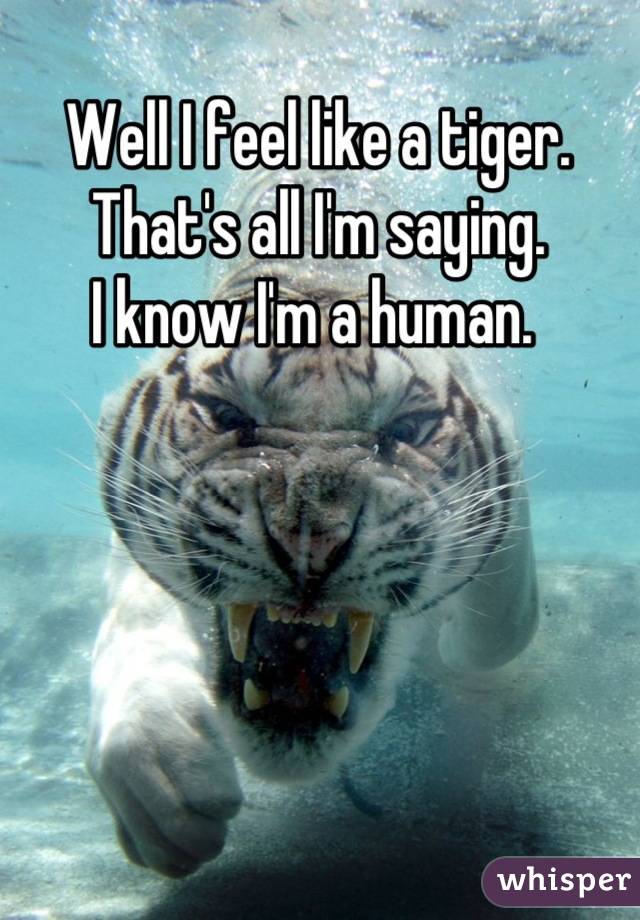 Well I feel like a tiger. 
That's all I'm saying. 
I know I'm a human. 