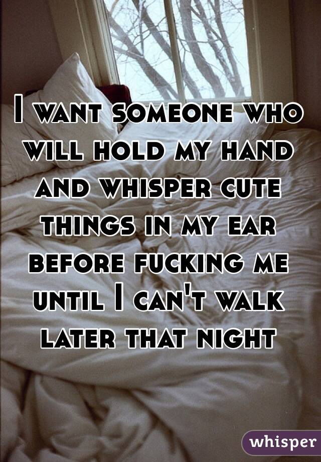 I want someone who will hold my hand and whisper cute things in my ear before fucking me until I can't walk later that night 