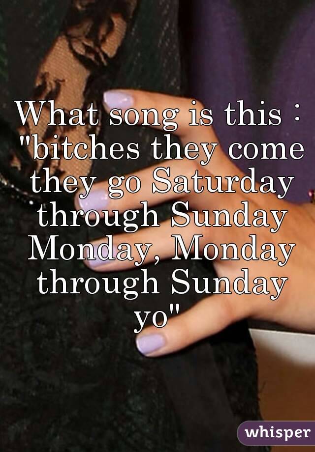 What song is this : "bitches they come they go Saturday through Sunday Monday, Monday through Sunday yo" 