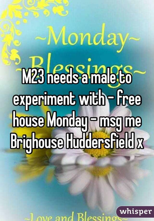 M23 needs a male to experiment with - free house Monday - msg me Brighouse Huddersfield x