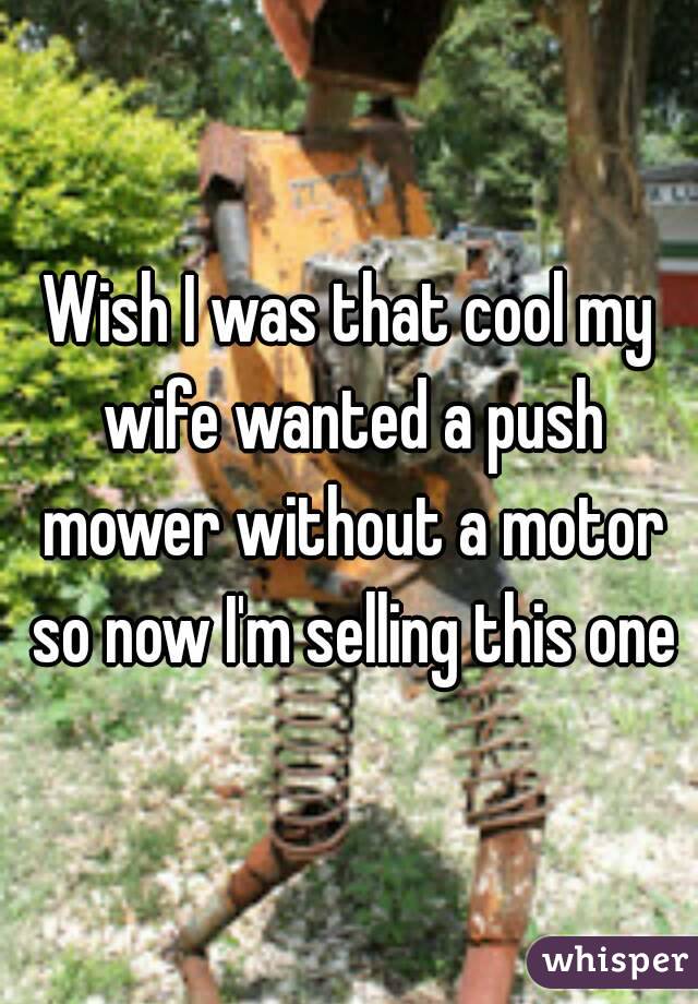 Wish I was that cool my wife wanted a push mower without a motor so now I'm selling this one