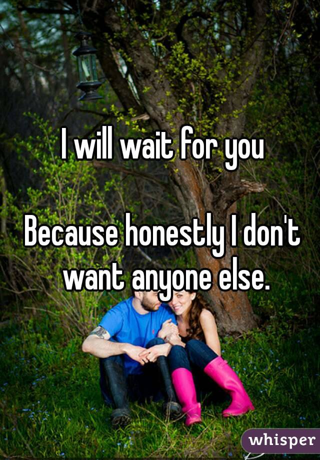 I will wait for you

Because honestly I don't want anyone else.