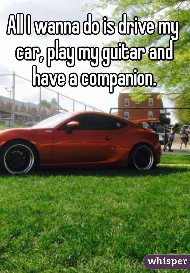 All I wanna do is drive my car, play my guitar and have a companion.
