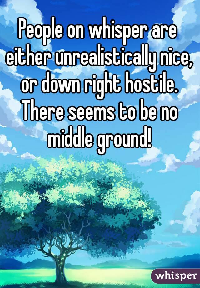 People on whisper are either unrealistically nice, or down right hostile. There seems to be no middle ground!
