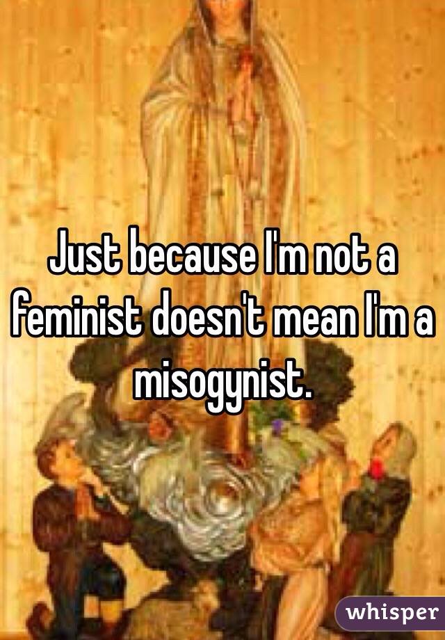 Just because I'm not a feminist doesn't mean I'm a misogynist. 