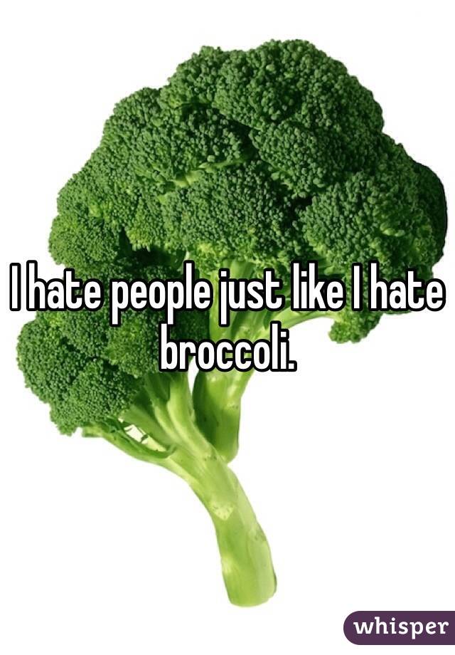 I hate people just like I hate broccoli.