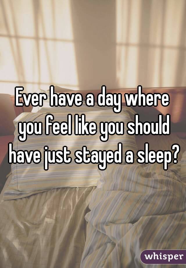 Ever have a day where you feel like you should have just stayed a sleep?