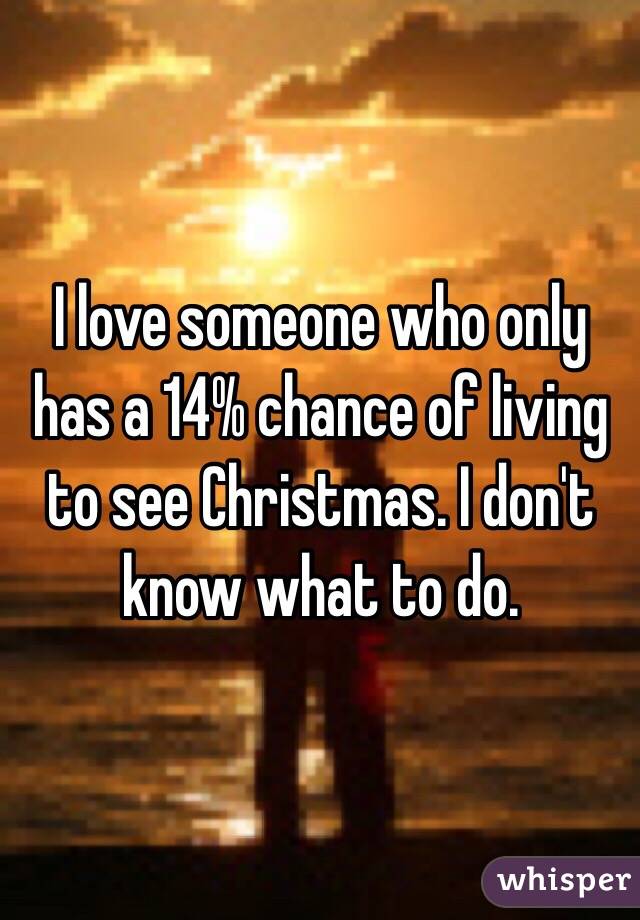 I love someone who only has a 14% chance of living to see Christmas. I don't know what to do.