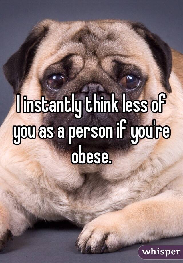 I instantly think less of you as a person if you're obese. 