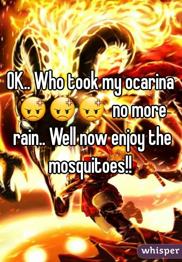 OK.. Who took my ocarina 😡😡😡  no more rain.. Well now enjoy the mosquitoes!! 