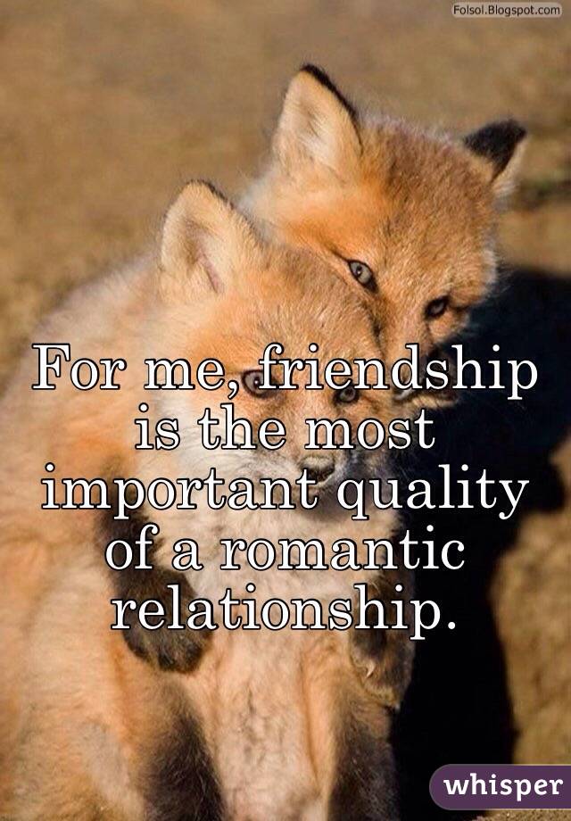 For me, friendship is the most important quality of a romantic relationship.