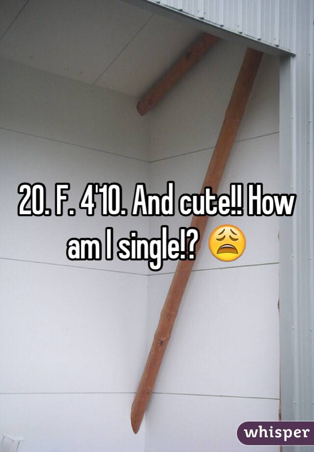 20. F. 4'10. And cute!! How am I single!? 😩