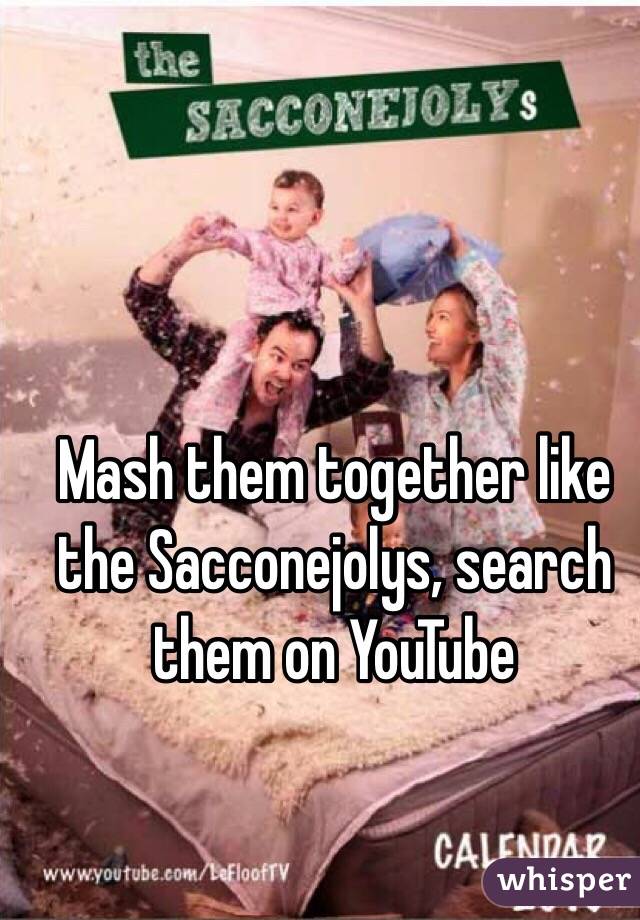 Mash them together like the Sacconejolys, search them on YouTube 