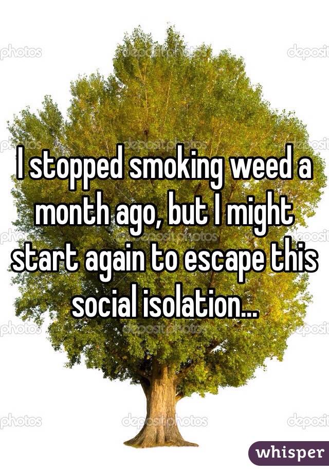 I stopped smoking weed a month ago, but I might start again to escape this social isolation...