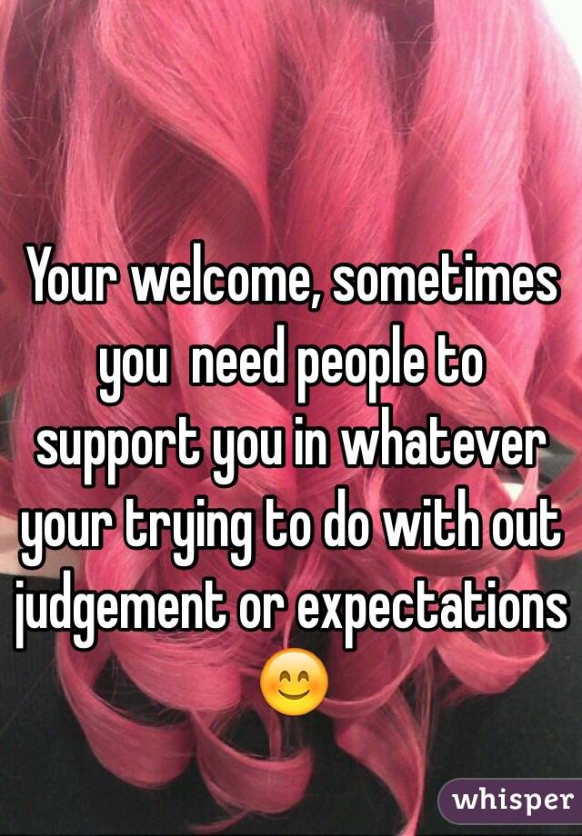 Your welcome, sometimes you  need people to support you in whatever your trying to do with out judgement or expectations 😊