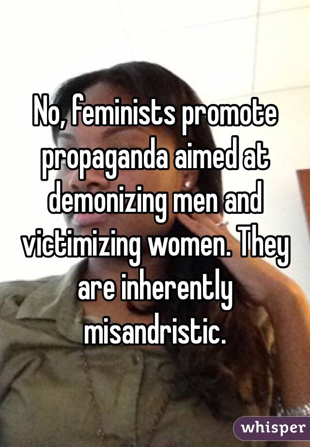 No, feminists promote propaganda aimed at demonizing men and victimizing women. They are inherently misandristic. 