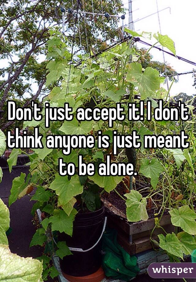 Don't just accept it! I don't think anyone is just meant to be alone. 