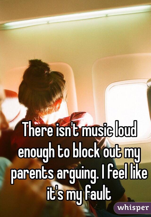 There isn't music loud enough to block out my parents arguing. I feel like it's my fault 