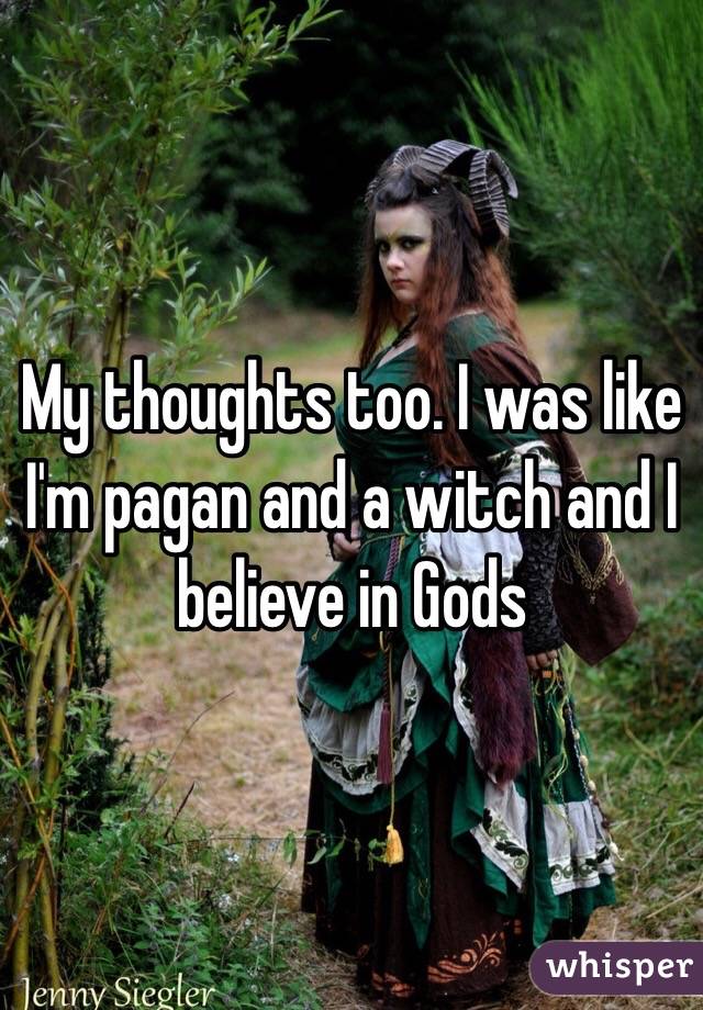 My thoughts too. I was like I'm pagan and a witch and I believe in Gods