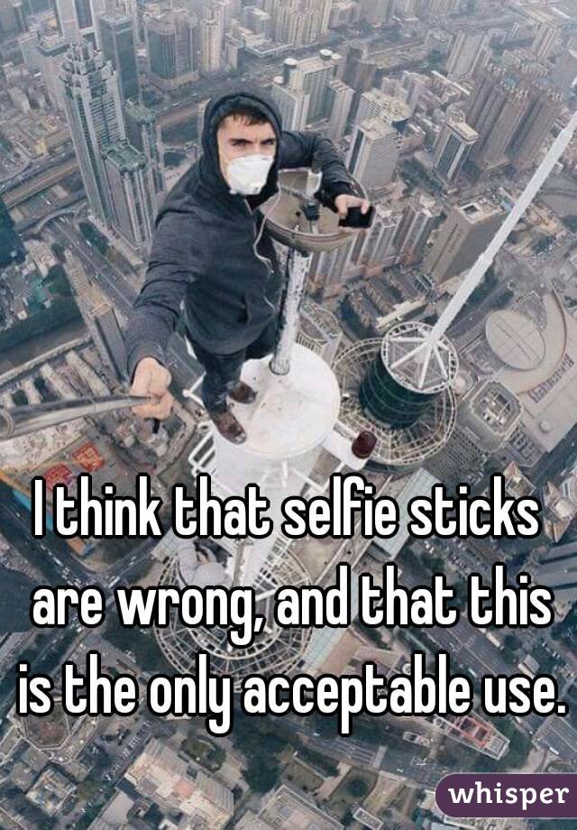 I think that selfie sticks are wrong, and that this is the only acceptable use.
