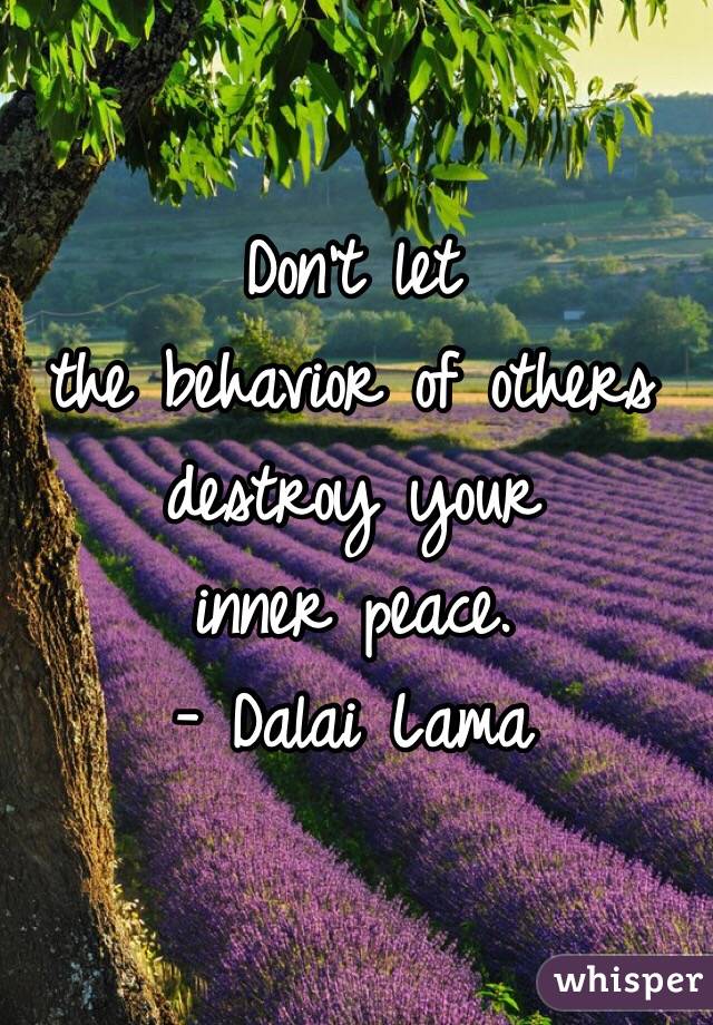 Don't let
 the behavior of others 
destroy your 
inner peace.
- Dalai Lama